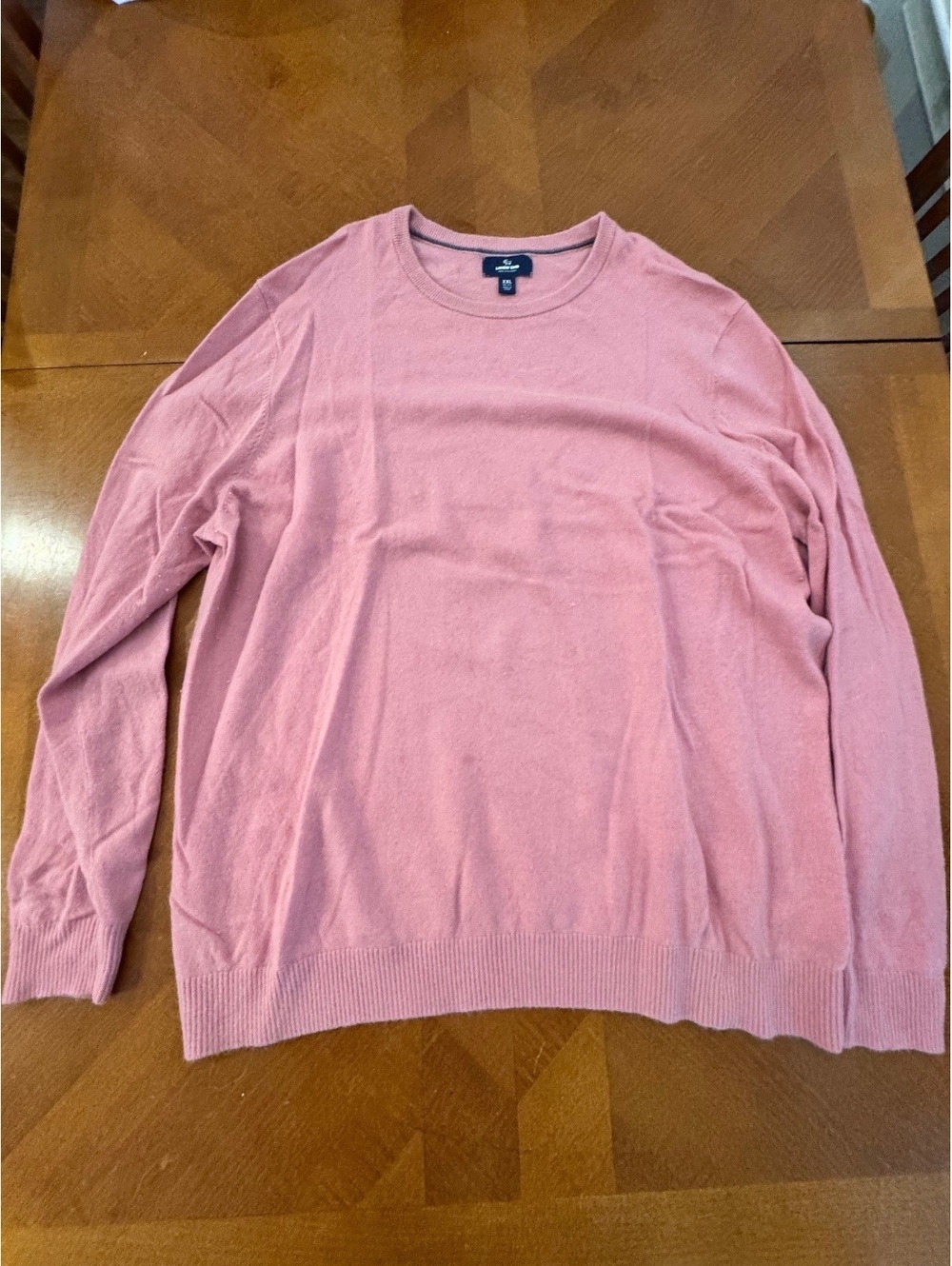 Lands' End Mens 100% Cashmere Pink Crew Neck Sweater XXL 2817